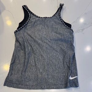 Nike Women's Black and White Striped Tank Top